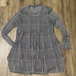 Lily Rose Black And White Checked Dress ‎ Women large knee length